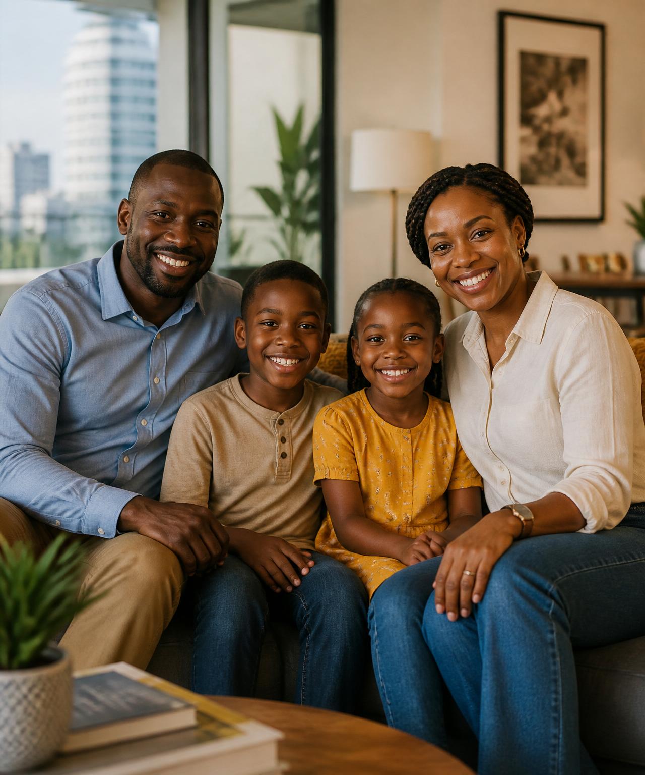 A happy Kenyan family at home — protected by Kayali Insurance Agency